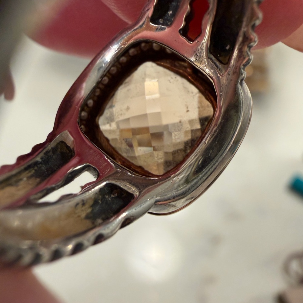 David Yurman Silver and Gold Ring with Morganite Stone size 8 - Picture 8 of 11